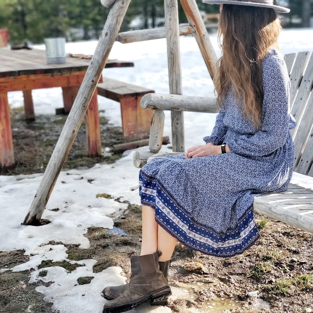 Old Navy Multi Print Midi Swing Dress Women's Small